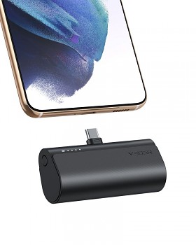 Powerbank Veger PlugOn (W0556/V0556) PD QC3.0 3A 20W 5000 mAh s a built-in connector USB-C černá