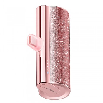 Powerbank Veger PlugOn (W0573) PD QC3.0 2.4A 12W 5000 mAh s a built-in connector USB-C růžová