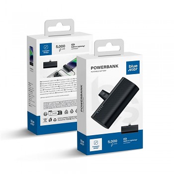 Powerbank Blue Star W0556P 2.1A 5000 mAh s a built-in connector Lightning černá