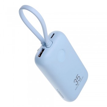 Powerbank Veger K1 (W1188) PD QC3.0 35W 10000 mAh s built-in USB-C cables/ Lightning modrá