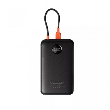 Powerbank Veger 10000 mAh s built-in kabel USB-C QC3.0 PD 2A 22.5W K1C W1189 černá