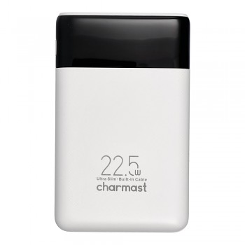 Powerbank Charmast W1202 PD3.0 3A 22.5W 10000 mAh s built-in cables USB-C/ Lightning bílá