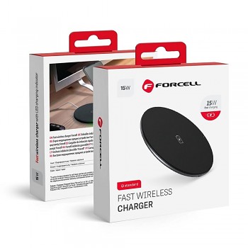 Bezdrátová nabíječka Forcell F-Energy Qi QC 15W + data kabel USB-C na USB-A černá
