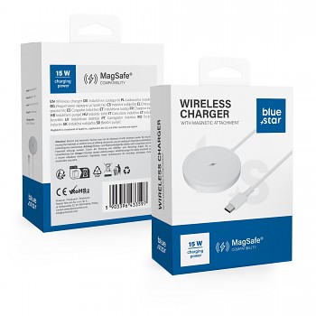 Bezdrátová nabíječka BLUE STAR Charing Pad 15w kompatibilní s MagSafe bílá