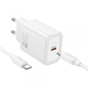 Síťová nabíječka Hoco USB-C QC PD 20W + kabel USB-C na Lightning N60 bílá