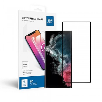 Tvrzené sklo pro Samsung Galaxy S22 ULTRA (celoplošně lepicí/ kryt friendly) Blue Star 5D černé