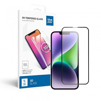 Tvrzené sklo pro iPhone 13/ 13 PRO/ 14/ 16e/ 17e (SE 4 2025) (celoplošně lepicí) Blue Star 5D černé