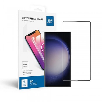 Tvrzené sklo pro Samsung Galaxy S23 ULTRA (celoplošně lepicí/ kryt friendly) Blue Star 5D černé