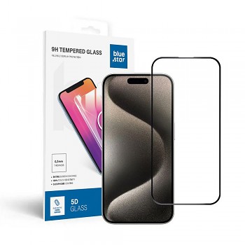 Tvrzené sklo pro iPhone 15 PRO (celoplošně lepicí) Blue Star 5D černé
