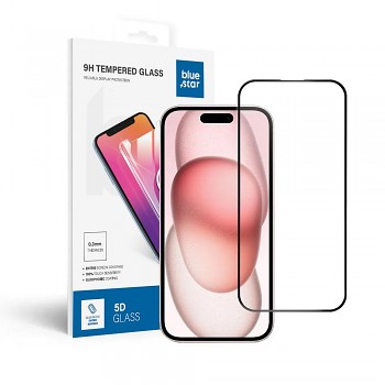 Tvrzené sklo pro iPhone 15/ 16 (celoplošně lepicí) Blue Star 5D černé