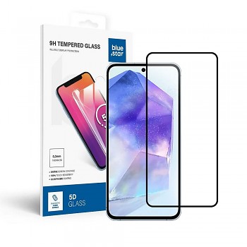 Tvrzené sklo pro Samsung Galaxy A55 5G/ S25 FE (celoplošně lepicí/ kryt friendly) Blue Star 5D černé