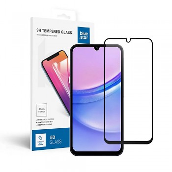 Tvrzené sklo pro Samsung Galaxy A15 5G (celoplošně lepicí/ kryt friendly) Blue Star 5D černé