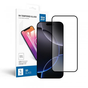 Tvrzené sklo pro iPhone 16 PRO/ 17/ 18 (celoplošně lepicí) Blue Star 5D černé