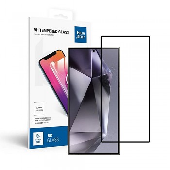 Tvrzené sklo pro Samsung Galaxy S25 ULTRA (celoplošně lepicí/ kryt friendly/ działający czytnik) Blue Star 5D černé