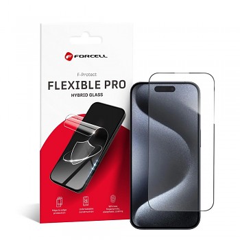 Hybridní ochranné sklo pro iPhone 15 PRO Forcell Flexible 5D černé