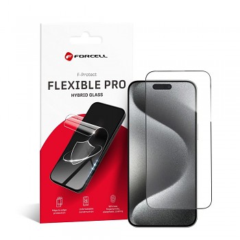 Hybridní ochranné sklo pro iPhone 15 PRO MAX Forcell Flexible 5D černé