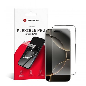 Hybridní ochranné sklo pro iPhone 16 PRO Forcell Flexible 5D černé