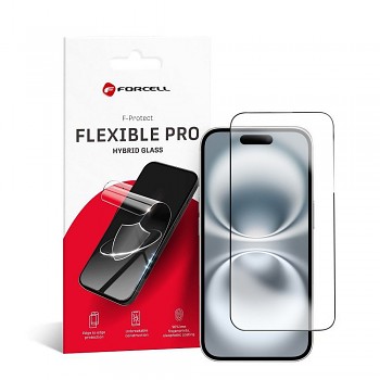 Hybridní ochranné sklo pro iPhone 16 PLUS Forcell Flexible 5D černé
