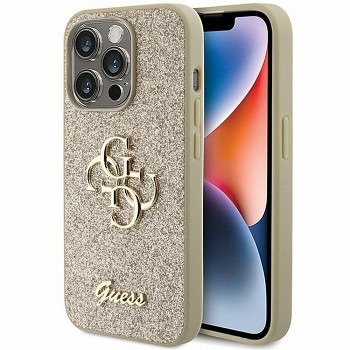 GUESS kryt pro IPHONE 15 Pro (Fixed Glitter Big 4G) zlatý