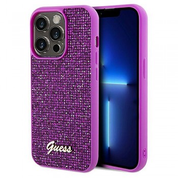 GUESS kryt pro IPHONE 14 Pro (Disco Script Metal) fuschia