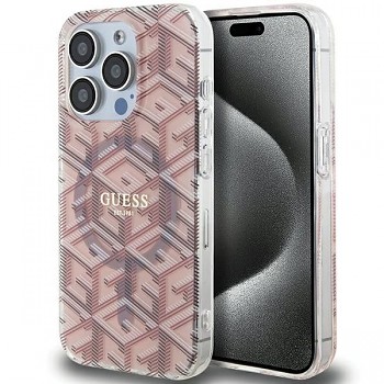 GUESS kryt pro IPHONE 15 Pro Max kompatibilní s MagSafe (IML GCUBE) růžový