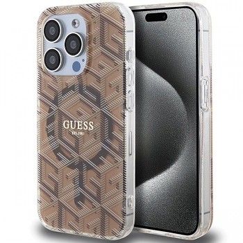 GUESS kryt pro IPHONE 15 Pro kompatibilní s MagSafe (IML GCUBE) hnědý