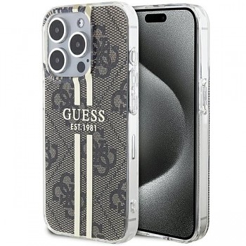 GUESS kryt pro IPHONE 15 Pro (4G zlatý pruh) hnědý