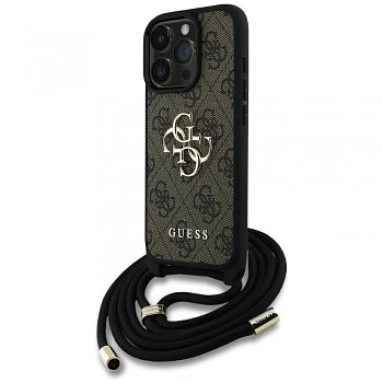 GUESS kryt pro IPHONE 16 Pro Max (CBDY PU 4G Big Logo W / Cord Strap) hnědý