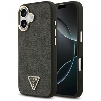 GUESS kryt pro IPHONE 17 kompatibilní s MagSafe (4G PU W / Triangle Logo) gold černý