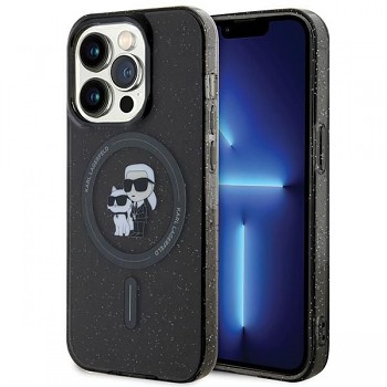 KARL LAGERFELD kryt pro IPHONE 15 Pro (Glitter + MAG) černý