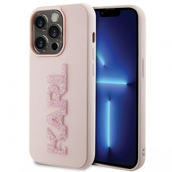 KARL LAGERFELD kryt pro IPHONE 15 Pro (3D Logo Glitter) růžový