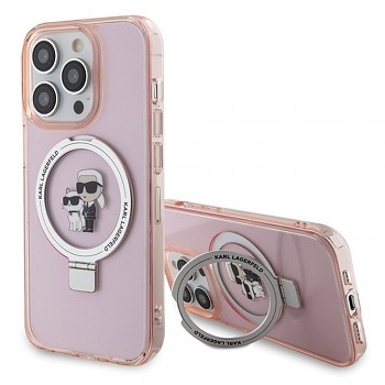 KARL LAGERFELD kryt pro IPHONE 15 Pro Max kompatibilní s MagSafe (Ringstand KC) růžový