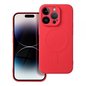 Silikonový kryt pro iPhone 14 PRO Mag Cover kompatibilní s MagSafe (ochrana fotoaparátu) červený