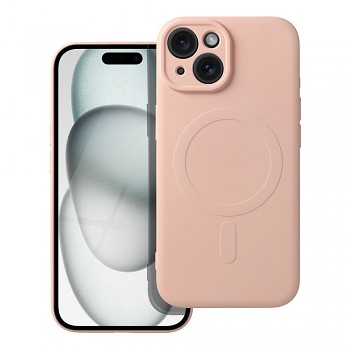 Silikonový kryt pro iPhone 15 Mag Cover kompatibilní s MagSafe (ochrana fotoaparátu) růžový