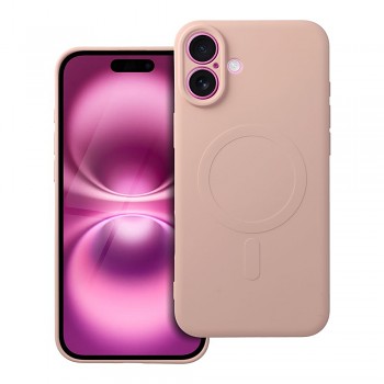 Silikonový kryt pro iPhone 16 PLUS Mag Cover kompatibilní s MagSafe (ochrana fotoaparátu) růžový