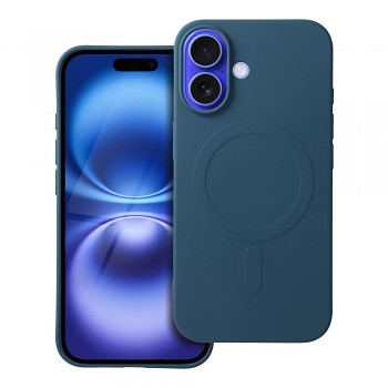 Silikonový kryt pro iPhone 16 Mag Cover kompatibilní s MagSafe (velký otvor) modrý