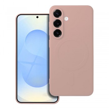 Silikonový kryt pro Samsung S25 Mag Cover kompatibilní s MagSafe (ochrana fotoaparátu) růžový