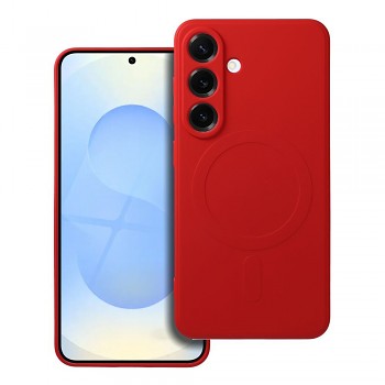 Silikonový kryt pro Samsung S25 Mag Cover kompatibilní s MagSafe (ochrana fotoaparátu) červený