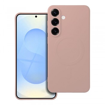 Silikonový kryt pro Samsung S25 PLUS Mag Cover kompatibilní s MagSafe (ochrana fotoaparátu) růžový