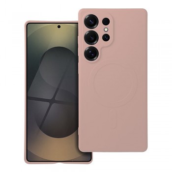 Silikonový kryt pro Samsung S25 ULTRA Mag Cover kompatibilní s MagSafe (ochrana fotoaparátu) růžový