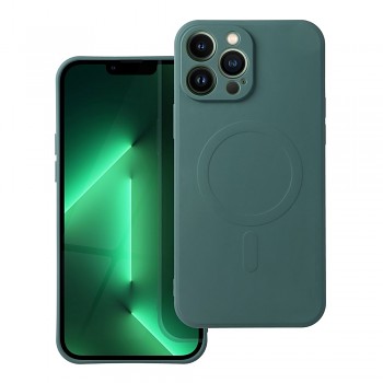 Silikonový kryt pro Samsung S25 PLUS Mag Cover kompatibilní s MagSafe (ochrana fotoaparátu) tmavě zelený