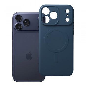 Silikonový kryt pro iPhone 17 Pro Max / 18 Pro Max s nízkým okrajem fotoaparátu Mag Cover kompatibilní s MagSafe (ochrana fotoaparátu) modrý