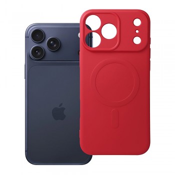 Silikonový kryt pro iPhone 17 Pro Max / 18 Pro Max s nízkým okrajem fotoaparátu Mag Cover kompatibilní s MagSafe (ochrana fotoaparátu) červený
