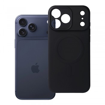 Silikonový kryt pro iPhone 17 Pro Max / 18 Pro Max s nízkým okrajem fotoaparátu Mag Cover kompatibilní s MagSafe (ochrana fotoaparátu) černý