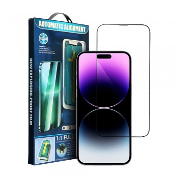 Ochranné tvrzené sklo 5D s celoplošným lepením pro iPhone 15 PRO s aplikátorem černé