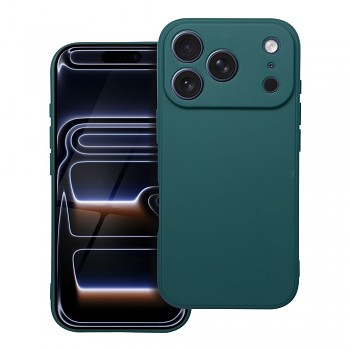 Matný kryt pro iPhone 17 Pro / 18 Pro (nízký okraj kolem fotoaparátu) tmavě zelený