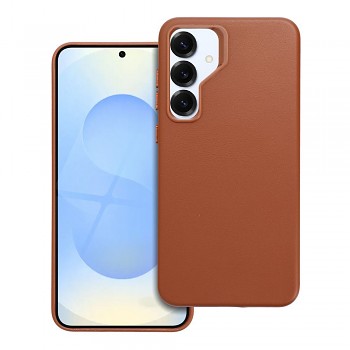 Kožený kryt Leather Mag kompatibilní s MagSafe pro Samsung S25 Plus hnědý