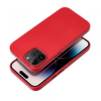 Kožený kryt Leather Mag kompatibilní s MagSafe pro Samsung S25 Plus červený