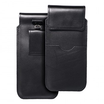 Kožené zasouvací pouzdro s klopou pro Samsung S21 ULTRA / Huawei P SMART 2021 / Xiaomi Redmi 12 / Oppo A98 5G Royal velikost 2XL vysoké černé