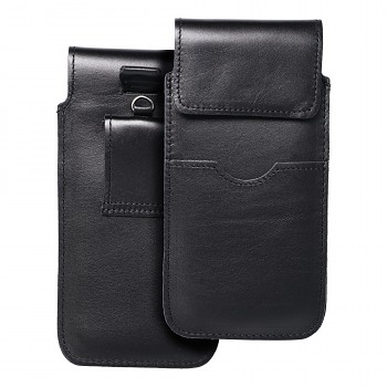 Kožené zasouvací pouzdro s klopou pro iPhone 6 PLUS / Samsung A52 / Xiaomi Redmi NOTE 10 Royal velikost 2XL černé
